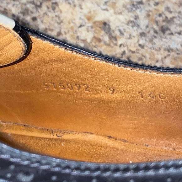 Gucci Black Brogue Lesther Lace up Men Flats size 9 - Picture 10 of 12